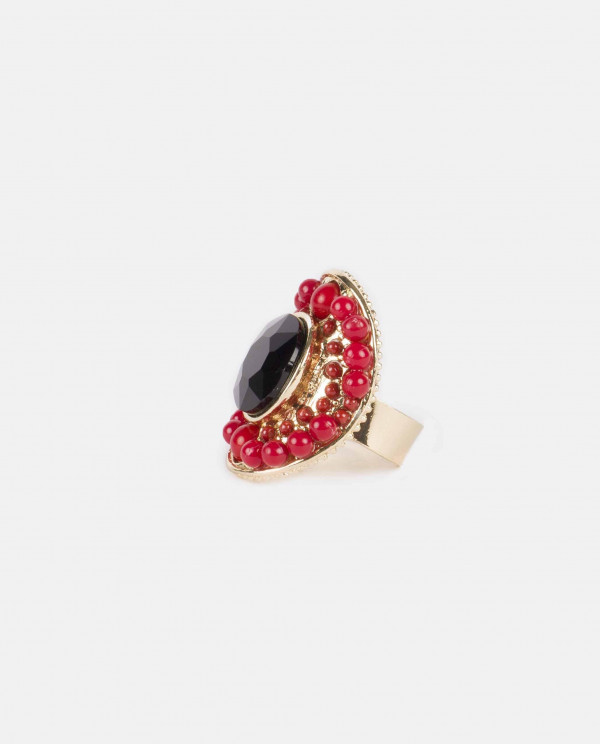 BLACK/RED STONES RING