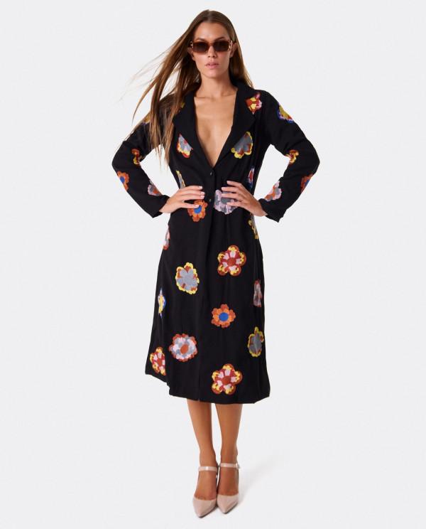 LONG EMBROIDERED COTTON JACKET WITH...
