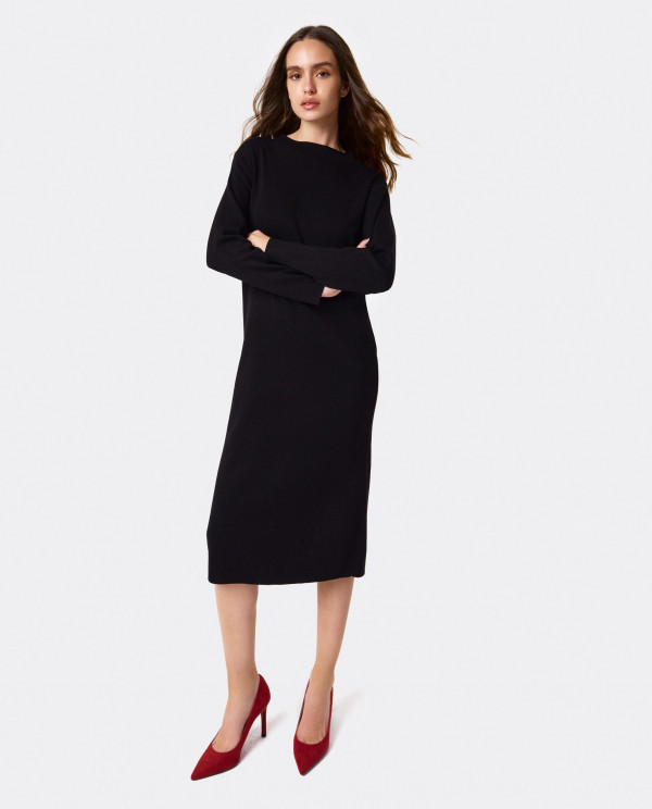 STRAIGHT M/C BLACK KNIT DRESS