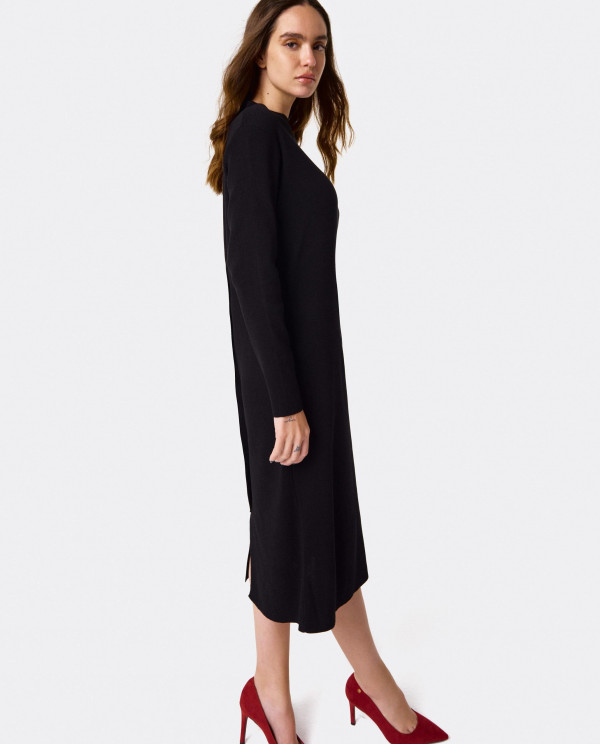 STRAIGHT M/C BLACK KNIT DRESS