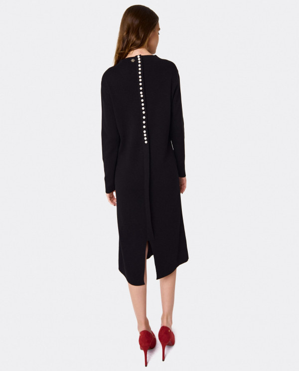 STRAIGHT M/C BLACK KNIT DRESS