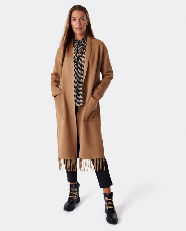 MAXIREBECA WITH CAMEL KNIT FRINGES