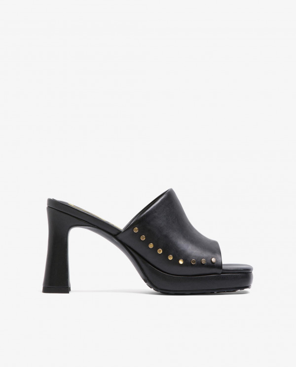 BLACK NAPPA STUDDED CLOG
