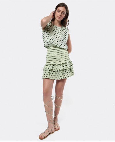 GREEN POLKA TEXTILE RUFFLED...