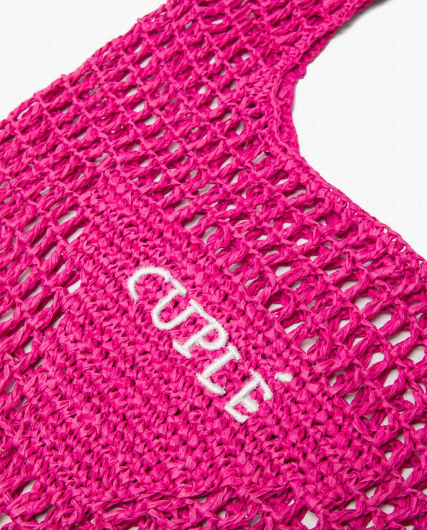 FUCHSIA RAFFIA NET BAG