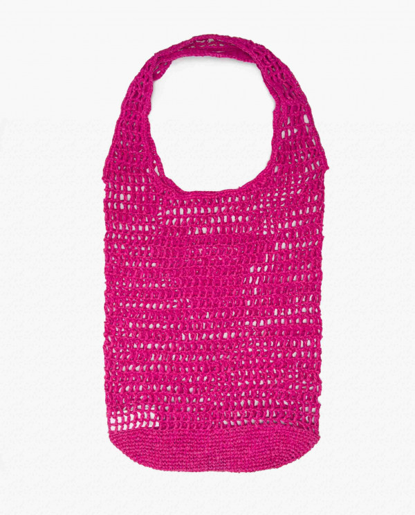 FUCHSIA RAFFIA NET BAG