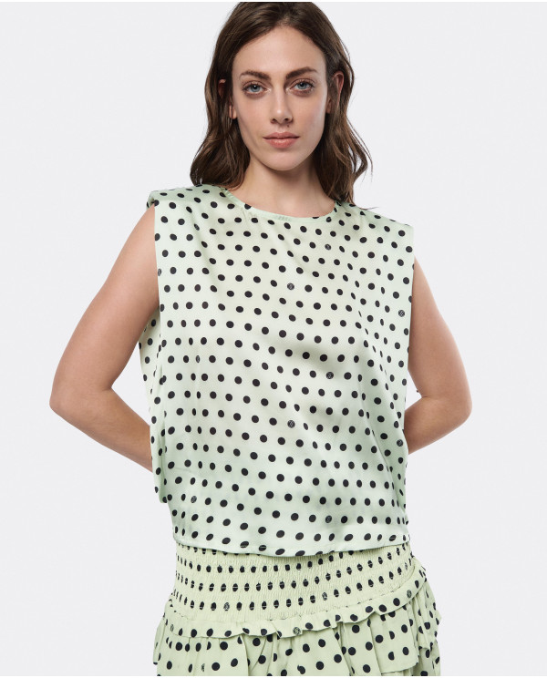 SEDÍN SHOULDER TOP WITH GREEN DOTS