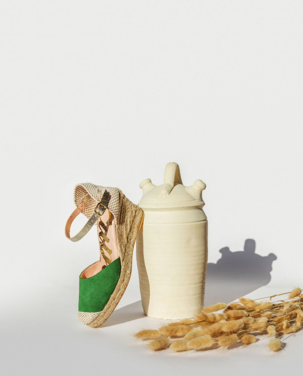 CUÑA YUTE CON CON PULSERA SERRAJE VERDE