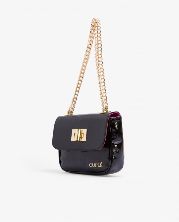 BOLSO BANDOLERA CHAROL PIEL NEGRO