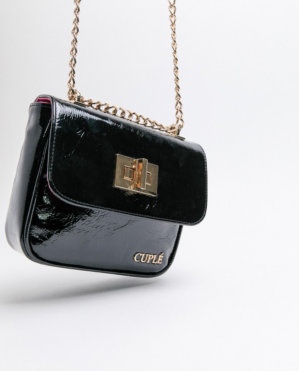 BOLSO BANDOLERA CHAROL PIEL NEGRO