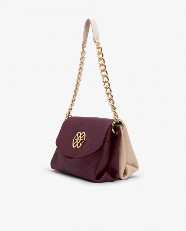 BOLSO BICOLOR NAPA BUGUI BURDEOS