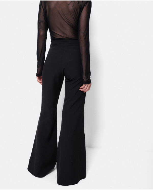 BLACK DOUBLE FABRIC BELL PANTS