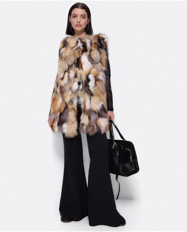 CHALECO MULTI PELO NATURAL MARRON