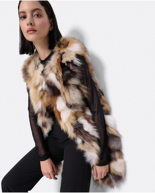 CHALECO MULTI PELO NATURAL MARRON