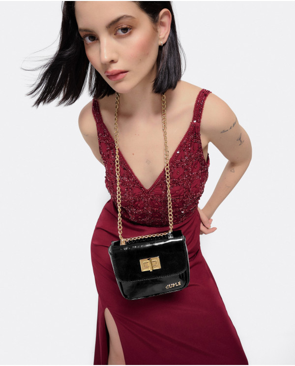 BLACK PATENT LEATHER CROSSBODY BAG